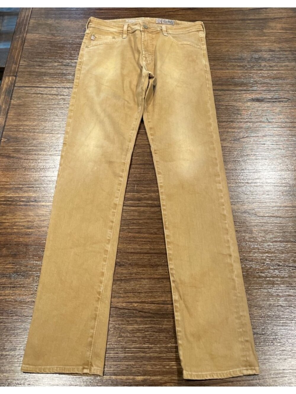 AG Slim Jean Mens 32x33 2 Yr Faded Gold Tan Tellis AG-ED Denim Stretch Casual